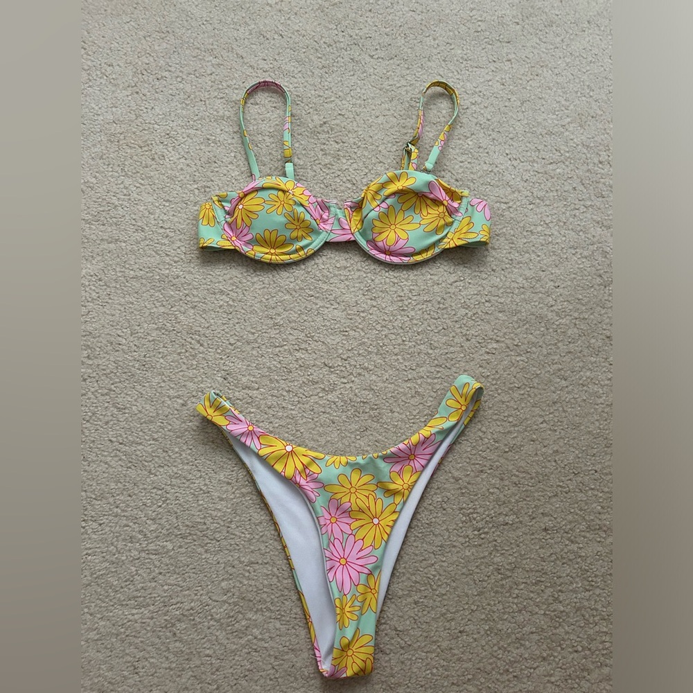 Floral Shein Bikini Set